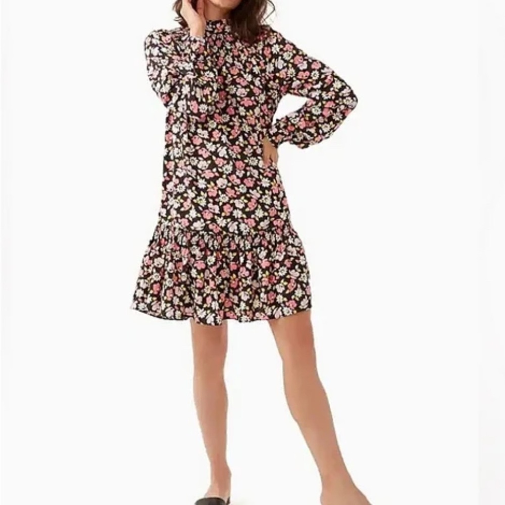 Kate Spade Black Floral Long Sleeve Dress